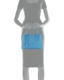 Saffiano Lux Small Double-Zip Tote Bag, Light Blue (Mare)