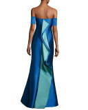 Strapless Stretch Satin Mermaid Gown, Medium Blue