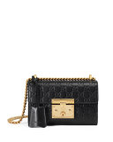 Padlock Gucci Signature Small Shoulder Bag, Black