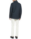 Cotton-Blend 1/2-Zip Pullover, Elixir Blue