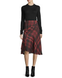 Tied Tartan Plaid Skirt, Red