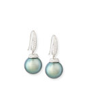 Avenue 18K White Gold Tahitian Pearl & Diamond Earrings