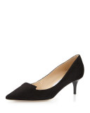 Allure Suede Kitten-Heel Pump, Black
