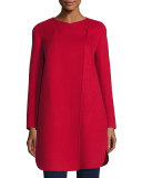 Double-Faced Wool Wrap Coat, Red