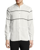 Crosby Grosgrain-Striped Shirt, White