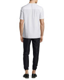 Mandarin-Collar Short-Sleeve Shirt, Optic White