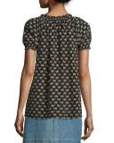Masha Camel-Print Silk Top, Caviar