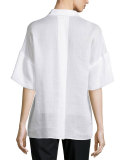 Mitra Half-Sleeve Blouse, White