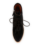 Sorelle Crepe-Wedge Wallabee Boot, Black