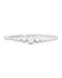 Graduated 18K White Gold Bead Bracelet with White Diamonds