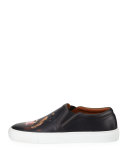 Men's Rottweiler-Print Leather Skate Shoe, Black