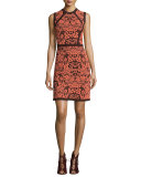 Sleeveless Floral Jacquard Sheath Dress 