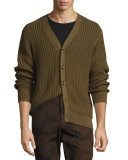Lattice-Stitch Cotton Cardigan, Brown