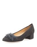 Flynn Beaded Suede Pump, Dark Gray