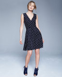 Polka-Dot Fit-&-Flare Dress, Black/White