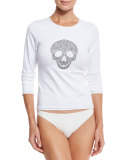 Studded Skull Rashguard, White