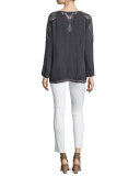 Jewel Georgette Lace-Inset Tunic, Plus Size