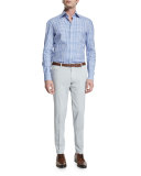Flat-Front Cotton Trousers