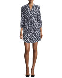 mini faye floral-print silk shirtdress