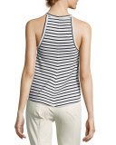 Brody Halter Striped Tee, Black  