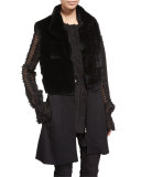 Rabbit-Fur Knit Vest, Caviar
