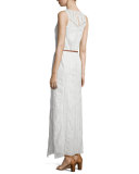 Teviston Embroidered-Lace Belted Dress