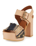 Maya Tapestry Platform Sandal, Beige