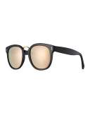 Sardinia Mirrored Square Sunglasses, Black/Gold