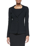 Milano Pique Knit Fitted Blazer, Caviar