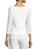 3/4-Sleeve Ribbon Illusion Top 