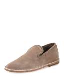 Percell Tumbled Leather Loafer, Dark Gray