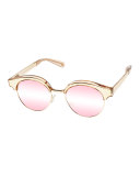 Cleopatra Mirrored Semi-Rimless Sunglasses, Pink