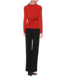 Blouson-Back Cashmere Sweater, Red