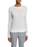 Long-Sleeve Semisheer Sweater, White