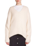 Long-Sleeve Oversized Sweater, Pearl White