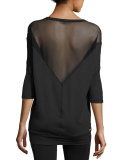 Tranquility Mesh-Panel Tunic, Black