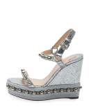 Cataconico 120mm Wedge Espadrille Red Sole Sandal, Silver