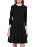 Car Wash 3/4-Sleeve Dress, Black