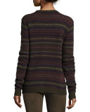 Loden Fair Isle Crewneck Cashmere Sweater