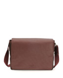 Saffiano Leather Messenger Bag, Brown