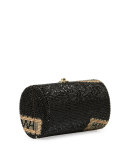 Replacements Cylinder Crystal Evening Clutch Bag, Champagne/Jet