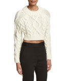 Cropped Wool Open-Back Sweater, Chalk