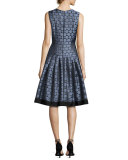 Sleeveless Pleated Jacquard Dress