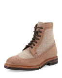 Suede & Felt Lace-Up Hiking Boot