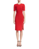 Laced-Slit Pencil Skirt, Vermillion