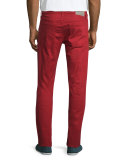 Neutral Slim-Fit Twill Pants, Red