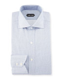 Tiny-Dot Stripe Slim-Fit Shirt, Blue