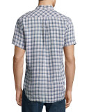 Tuscumbia Plaid Short-Sleeve Sport Shirt, Blue/Natural