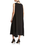 Sleeveless Bateau-Neck A-Line Dress, Black