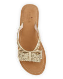icarda glitter bow flat thong sandal, gold